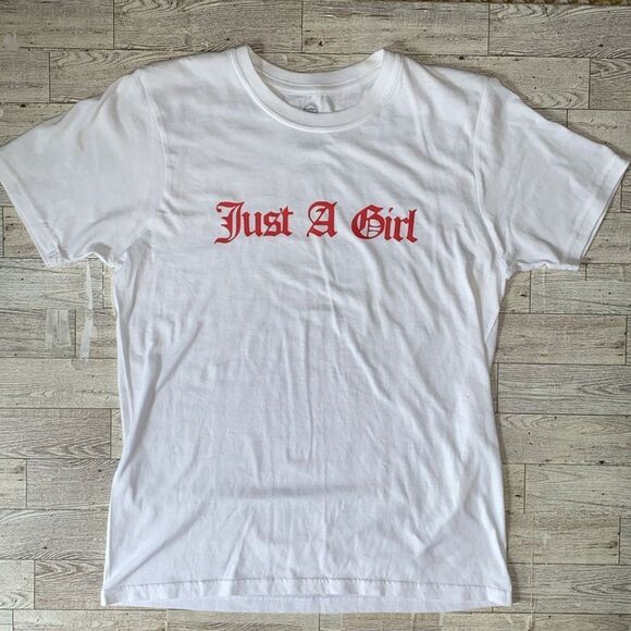 “Just A Girl”, Custom, Old English Style, Short Sleeve Tee - Picture 14 of 15